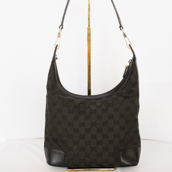 Gucci Black Canvas Monogram Shoulder Bag - Picture 1 of 5